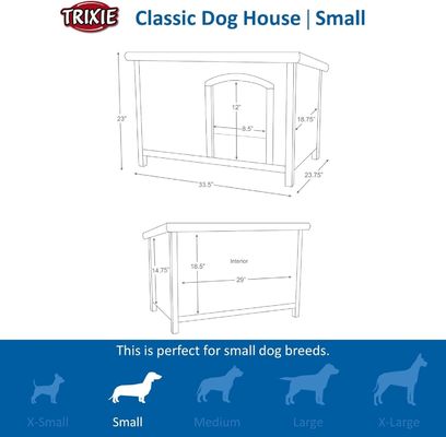 Functional Outdoor Dog House for Small Medium Large Dogs Wood Material and Chew Proof