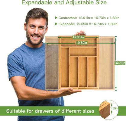 Maximize Your Drawer Space with Bamboo Cutlery Tray Drawer Organizer 3 Wire Thickness