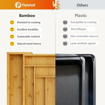 Maximize Your Drawer Space with Bamboo Cutlery Tray Drawer Organizer 3 Wire Thickness