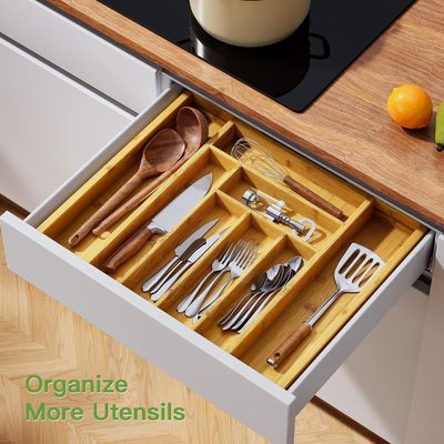 Maximize Your Drawer Space with Bamboo Cutlery Tray Drawer Organizer 3 Wire Thickness