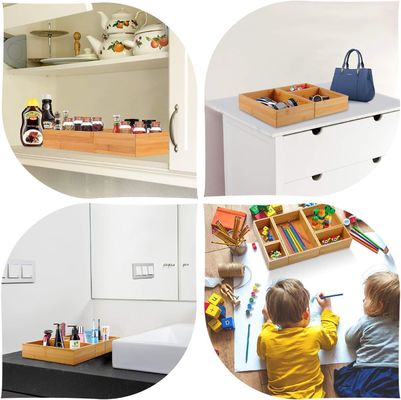 3 Wire Thickness 5-Piece Bamboo Drawer Organizer Set for Office Storage of Varied Sizes