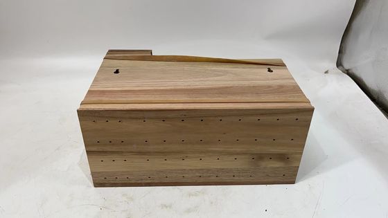 Embossed Acacia Wood Kitchen Counter Storage Box with Large Capacity and Exquisite Design