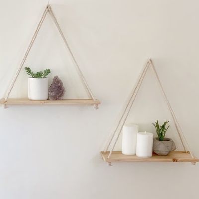Wooden Wall Shelf Set of 2 Floating Shelves for Bathroom Organization Ideas
