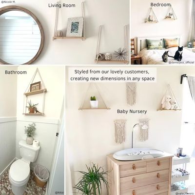 Wooden Wall Shelf Set of 2 Floating Shelves for Bathroom Organization Ideas