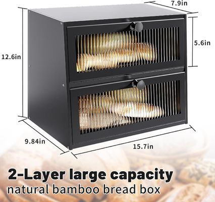 Handmade Large Wooden Farmhouse Bread Box With Window from TIMBER Wood for Benefit