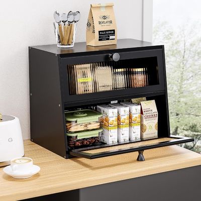 Handmade Large Wooden Farmhouse Bread Box With Window from TIMBER Wood for Benefit