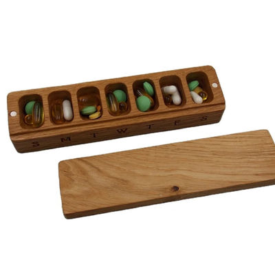 Mini Wooden Box Portable Medicine Container 7 Day Pill Case Organizer Nature Ornament
