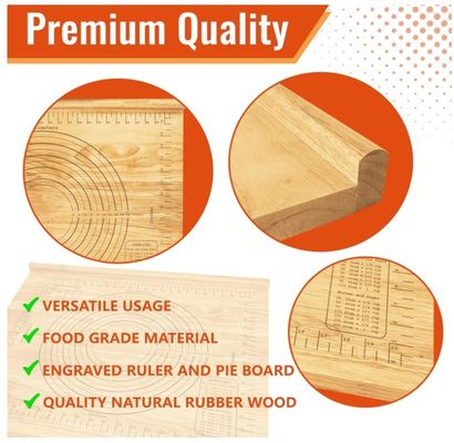 Pastry Wooden Board 24x20 Kneading Board with Measurements Common Size or Custom
