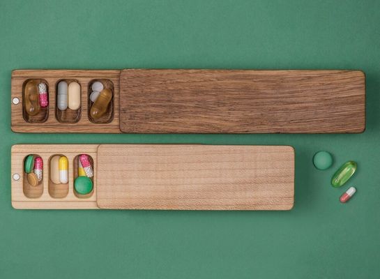 Mini Wooden Box Portable Medicine Container 7 Day Pill Case Organizer Nature Ornament