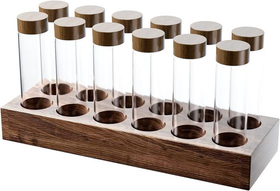 Versatile Wooden Coffee Bean Storage Container with Single Dose Tube and Holder Stand