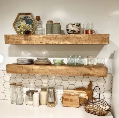 Rustic Style Wood Floating Shelves 3 Inches Thick 10 Inches Deep Customizable OEM ODM