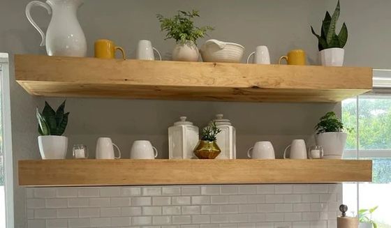 Rustic Style Wood Floating Shelves 3 Inches Thick 10 Inches Deep Customizable OEM ODM