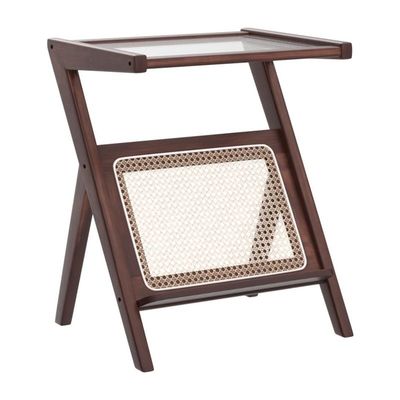 General Home Furniture Modern Rattan Woven Coffee Table Glass Bedside Table Corner