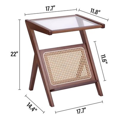 General Home Furniture Modern Rattan Woven Coffee Table Glass Bedside Table Corner