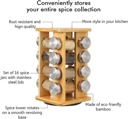 4-Tier Stainless Steel Rotating Kitchen Shelf Organizer Bottom Storage for Spice Rack