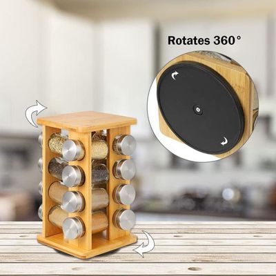 4-Tier Stainless Steel Rotating Kitchen Shelf Organizer Bottom Storage for Spice Rack