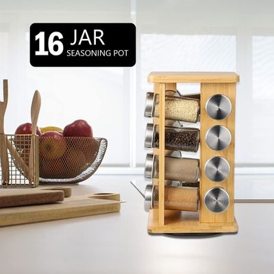 4-Tier Stainless Steel Rotating Kitchen Shelf Organizer Bottom Storage for Spice Rack
