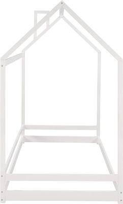 Children's Bedroom Furniture Twin Size Floor Bed with Wood House Design and Canopy Frame