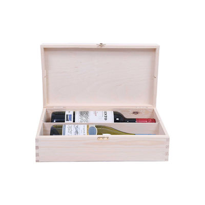 Unfinished Pine Wooden Wine Box with Gift Package 34x20x10cm Customized