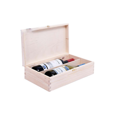 Unfinished Pine Wooden Wine Box with Gift Package 34x20x10cm Customized