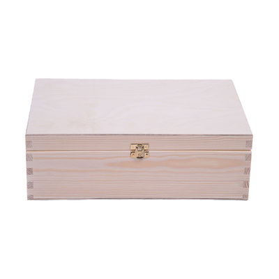 Unfinished Pine Wooden Wine Box with Gift Package 34x20x10cm Customized