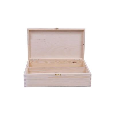 Unfinished Pine Wooden Wine Box with Gift Package 34x20x10cm Customized