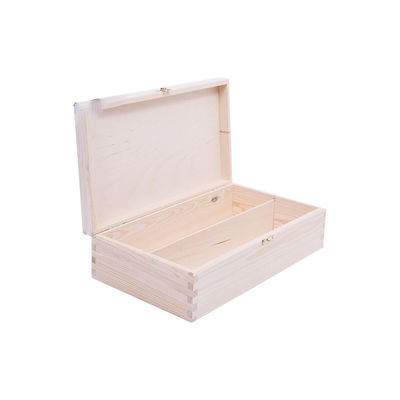 Unfinished Pine Wooden Wine Box with Gift Package 34x20x10cm Customized
