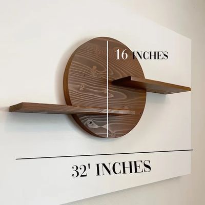 Wooden Wall Shelf Floating Frame Crystal Display Plant Stand for Living Room Display