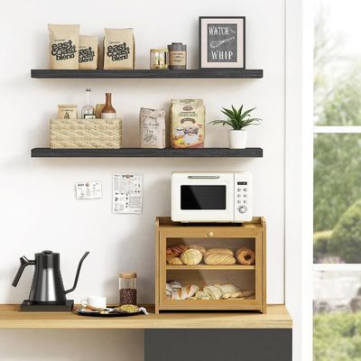 Custom Order Extra Large 2-Shelf Wooden Bread Storage Container for Kitchen Countertop