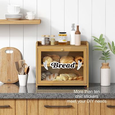 Custom Order Extra Large 2-Shelf Wooden Bread Storage Container for Kitchen Countertop