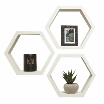 Living Room Furniture Set of 3 Rustic Wooden Floating Shelves for Modern Wall Storage