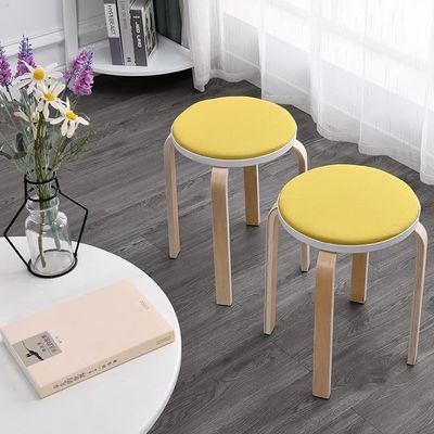Modern Design Wooden Chair for Kitchen Dining 4 Feet Anti-Dust Round Stool Stand
