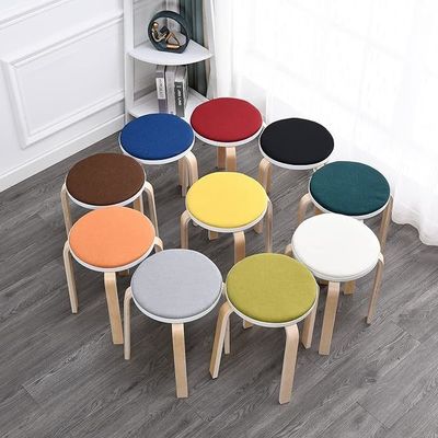 Modern Design Wooden Chair for Kitchen Dining 4 Feet Anti-Dust Round Stool Stand
