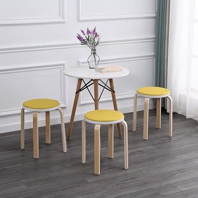 Modern Design Wooden Chair for Kitchen Dining 4 Feet Anti-Dust Round Stool Stand