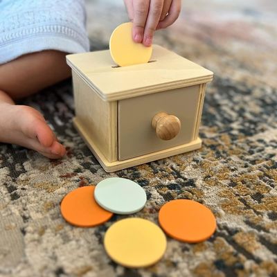 Wooden Coin Box Toy for Kids Small Square Customized Pine Handmade Wood Other Gift Craft