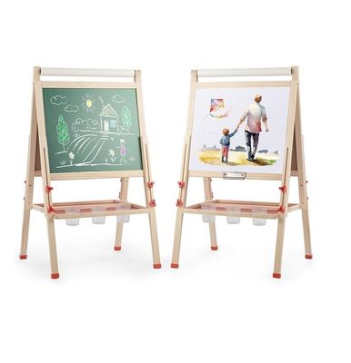 Solid Wood Adjustable Double Side Art Drawing Standing Chalkboard with Pine Material