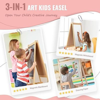 Solid Wood Adjustable Double Side Art Drawing Standing Chalkboard with Pine Material