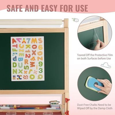 Solid Wood Adjustable Double Side Art Drawing Standing Chalkboard with Pine Material