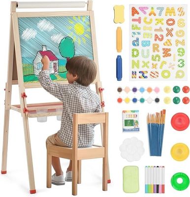 Solid Wood Adjustable Double Side Art Drawing Standing Chalkboard with Pine Material