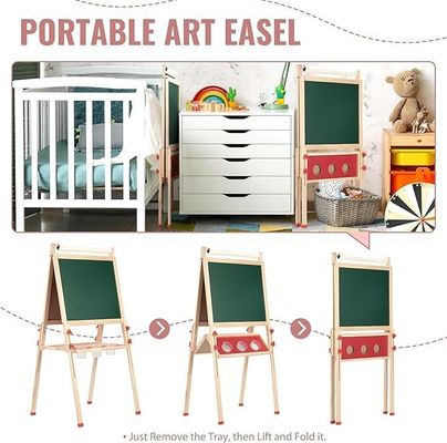 Solid Wood Adjustable Double Side Art Drawing Standing Chalkboard with Pine Material