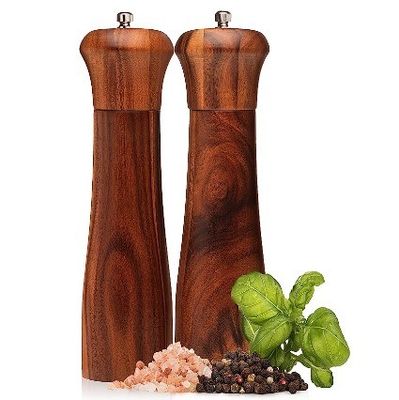 Wooden Salt and Pepper Grinder Set Adjustable Ceramic Grinding Mechanism for Food Industry