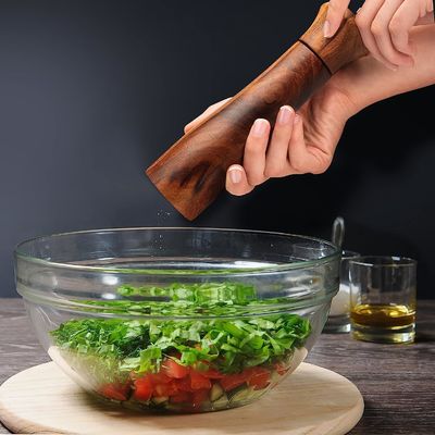Wooden Salt and Pepper Grinder Set Adjustable Ceramic Grinding Mechanism for Food Industry
