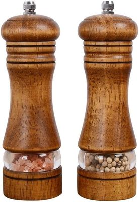 Wooden Salt and Pepper Grinder Set Adjustable Ceramic Grinding Mechanism for Food Industry