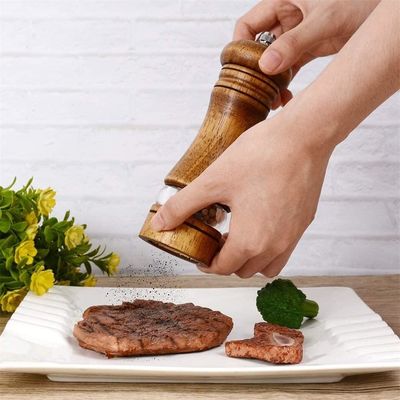 Wooden Salt and Pepper Grinder Set Adjustable Ceramic Grinding Mechanism for Food Industry
