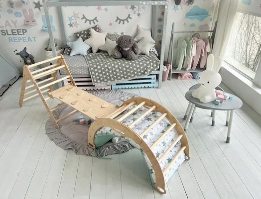 Montessori 3 in 1 Item Set Furniture Climbing Items Baby Gym Grey Pastel Standard Size