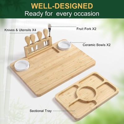 Bamboo Cheese Board and Knife Set for Kitchen Cutting Stocked Printing Laser Engrave
