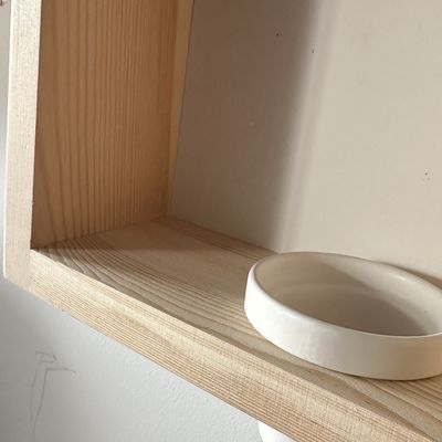 3pcs Solid Pine Wood Wall Shelf Set with White Ceramic Planters Handmade Home Office Decor