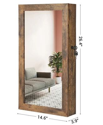 Environmental Wall/Door Mounted Jewelry Armoire with Full-Length Mirror and 6 LEDs