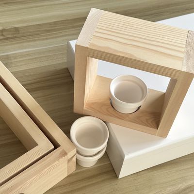 3pcs Solid Pine Wood Wall Shelf Set with White Ceramic Planters Handmade Home Office Decor