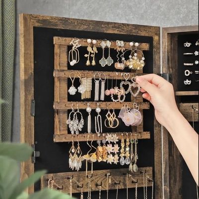 Environmental Wall/Door Mounted Jewelry Armoire with Full-Length Mirror and 6 LEDs